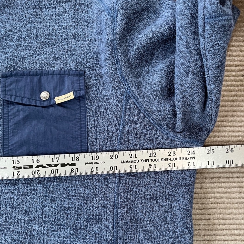 Woolrich Mens Blue Marled Fleece Quarter Snap Pullover Sweater Size Large - Picture 4 of 9